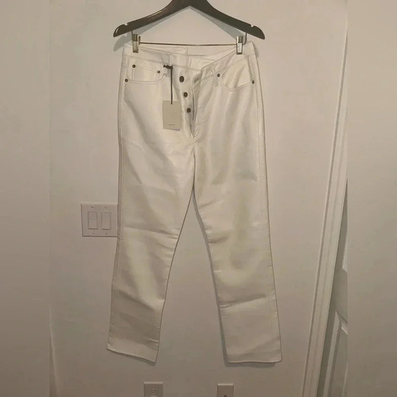 Agolde Recycled Leather Criss Cross Straight Pants in Lace - Picture 6 of 9